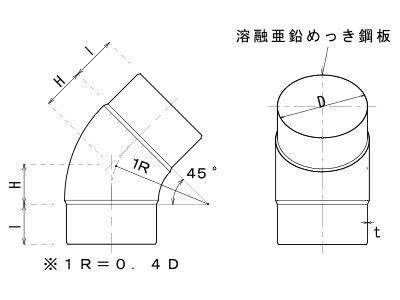 プレスエルボ４５°