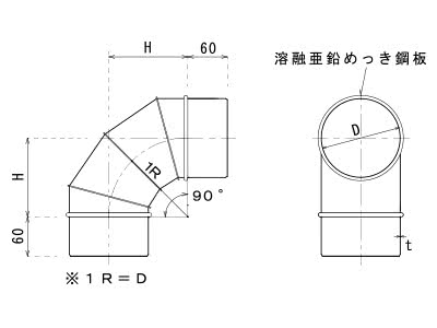 セクションエルボ９０°